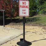 Portable cast iron wheeled sign base