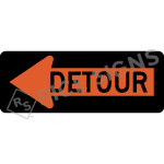 Detour Enclosed In Left Arrow Sign