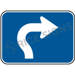 Up Then Right Curved Arrow Sign