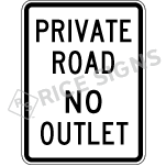 Private Road No Outlet Sign