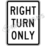 Right Turn Only Sign