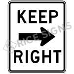 Keep Right Horizontal Arrow Sign