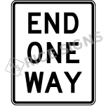 End One Way Sign