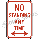 No Standing Any Time Sign