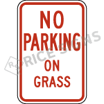 No Parking On Grass Sign