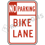 No Parking Bike Lane Sign