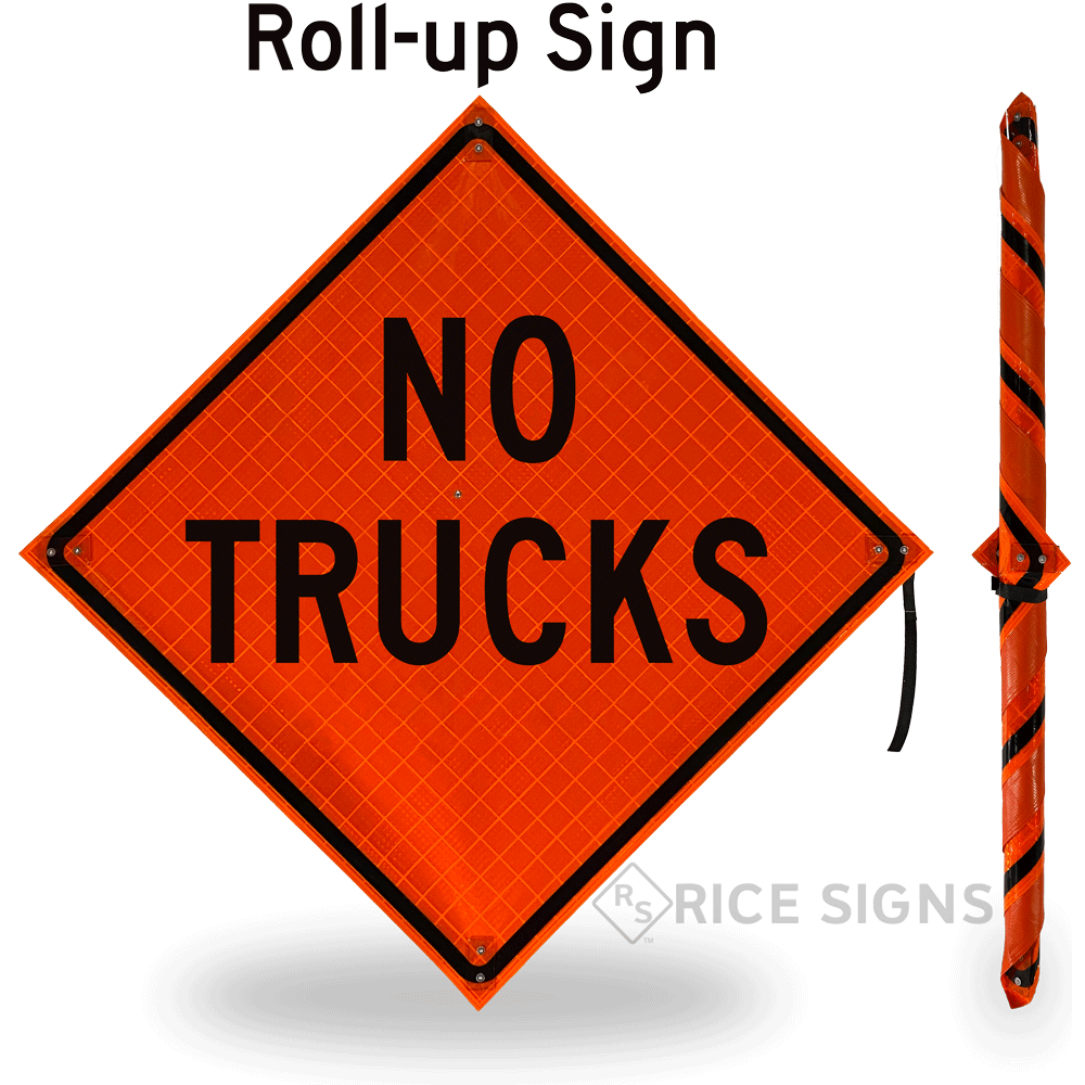 No Trucks Roll-up Sign