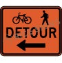 Detour Bicycle And Pedestrian Left Arrow Signs