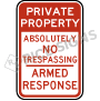 Private Property Absolutely No Trespassing Armed Response Signs