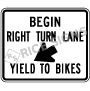 Begin Right Turn Lane Yield To Bikes Signs