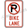 No Parking Bike Lane Symbol Signs