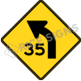 Curve Left With Speed Limit Signs