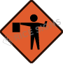 Flagger Ahead (symbol) Signs