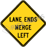 Lane Ends Merge Left Signs