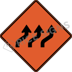 Three Lane Reverse Curve Right Sign