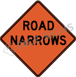 Road Narrows Sign